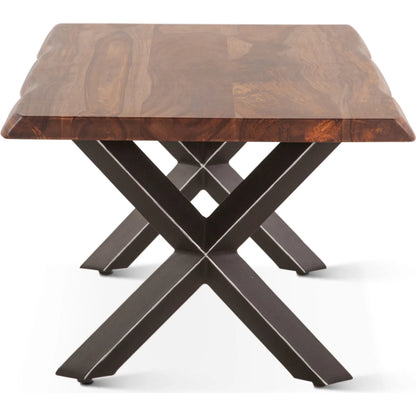 Elliston 46" Coffee Table by World Interiors in brown, black and natural sheesham. Made from reclaimed iron sheesham wood in a transitional style.