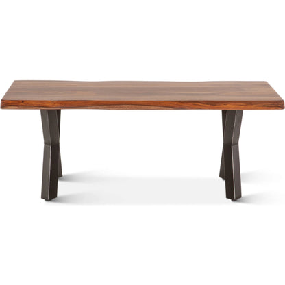 Elliston 46" Coffee Table by World Interiors in brown, black and natural sheesham. Made from reclaimed iron sheesham wood in a transitional style.