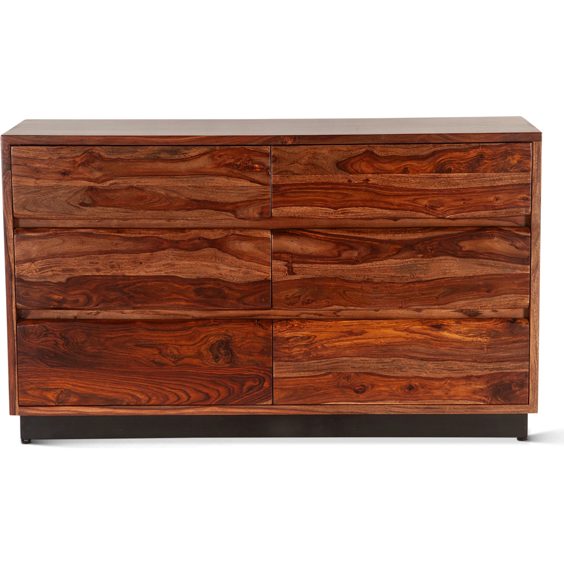 Elliston 62" Dresser by World Interiors in brown, black and natural sheesham. Made from reclaimed iron sheesham wood in a transitional style.