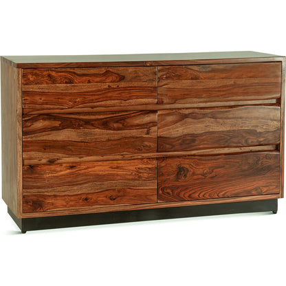 Elliston 62" Dresser by World Interiors in brown, black and natural sheesham. Made from reclaimed iron sheesham wood in a transitional style.