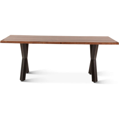 Elliston 80" Dining Table by World Interiors in brown, black and natural. Made from reclaimed iron sheesham wood in a transitional style.