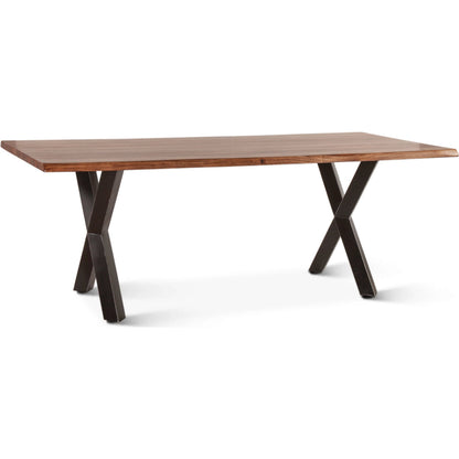 Elliston 80" Dining Table by World Interiors in brown, black and natural. Made from reclaimed iron sheesham wood in a transitional style.