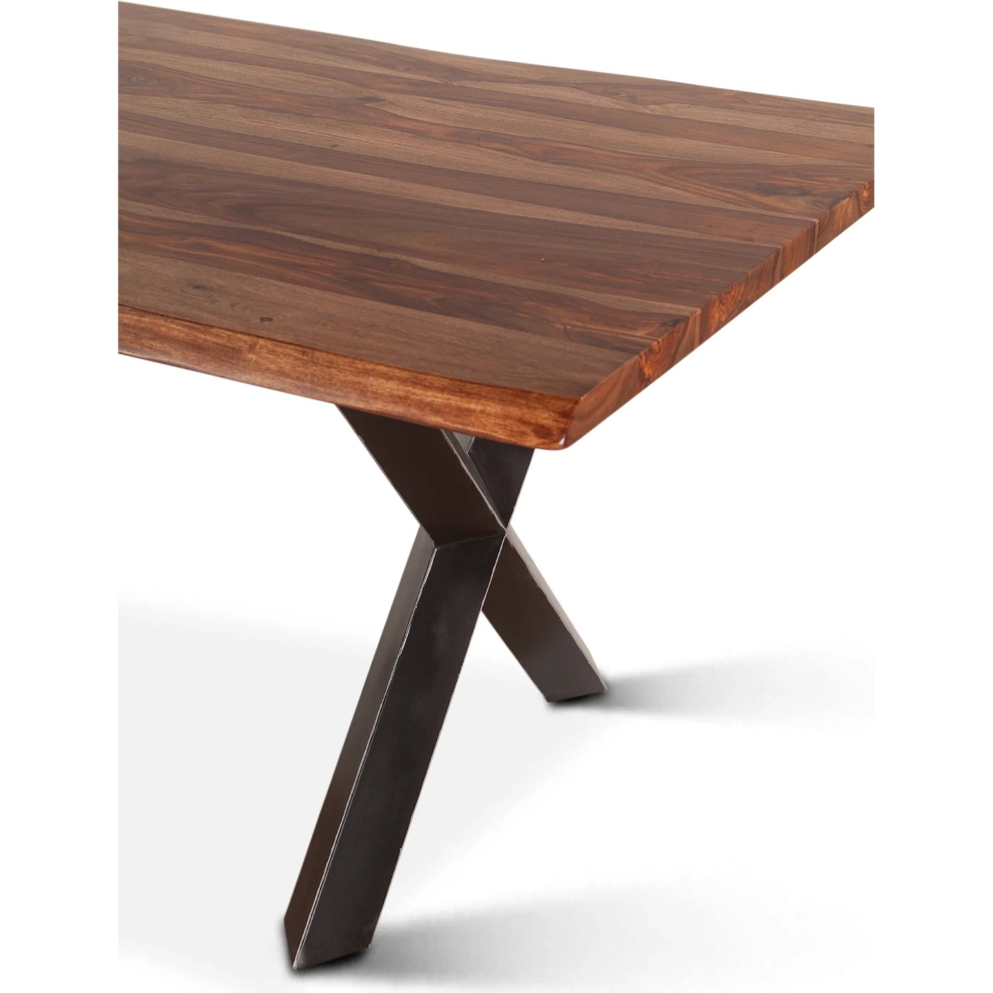 Elliston 80" Dining Table by World Interiors in brown, black and natural. Made from reclaimed iron sheesham wood in a transitional style.