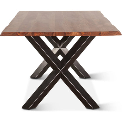 Elliston 80" Dining Table by World Interiors in brown, black and natural. Made from reclaimed iron sheesham wood in a transitional style.