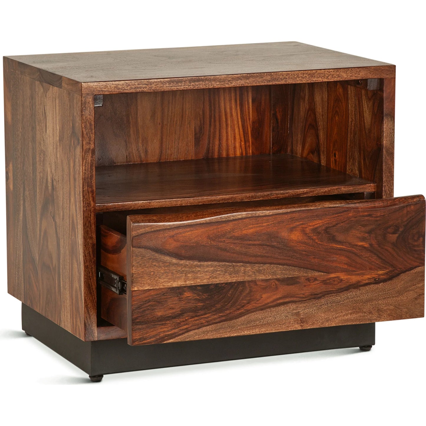 004 SI-2242836 | Additional Silo | Elliston 26" Nightstand by World Interiors in brown, black and natural sheesham. Made from reclaimed iron sheesham wood in a transitional style.