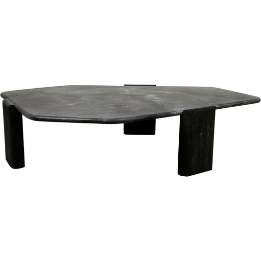 Harbor Hexagonal Coffee Table by World Interiors in black, brown and dark walnut. Made from mango wood marble in a unique style.