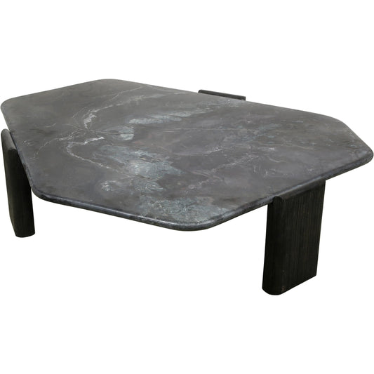 Harbor 64" Hexagonal Coffee Table by World Interiors in black, brown and dark walnut. Made from mango wood marble in a modern style.