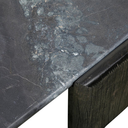 Harbor 64" Hexagonal Coffee Table by World Interiors in black, brown and dark walnut. Made from mango wood marble in a modern style.