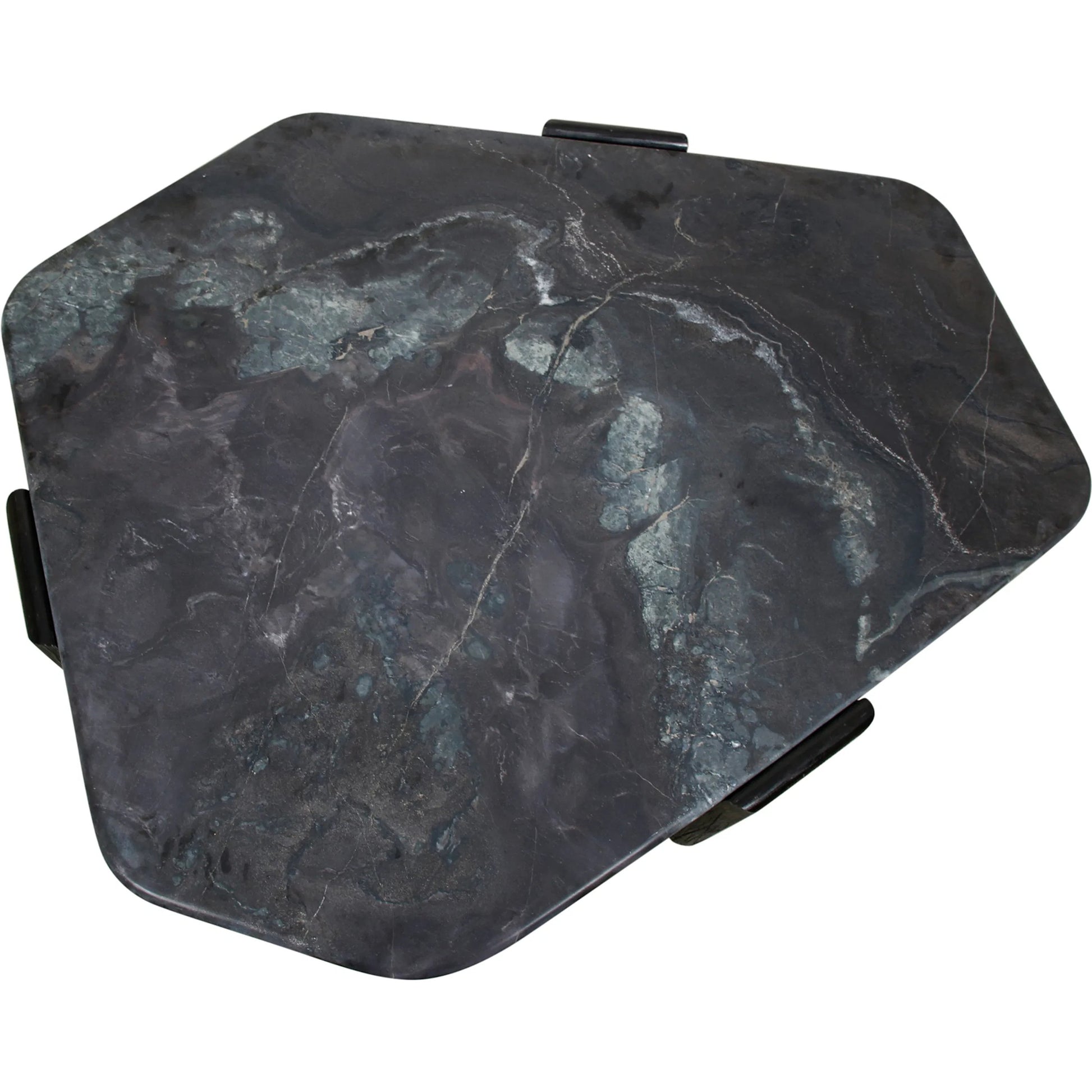 Harbor 64" Hexagonal Coffee Table by World Interiors in black, brown and dark walnut. Made from mango wood marble in a modern style.