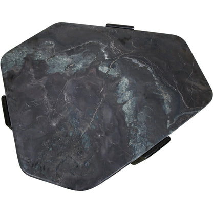 Harbor 64" Hexagonal Coffee Table by World Interiors in black, brown and dark walnut. Made from mango wood marble in a modern style.