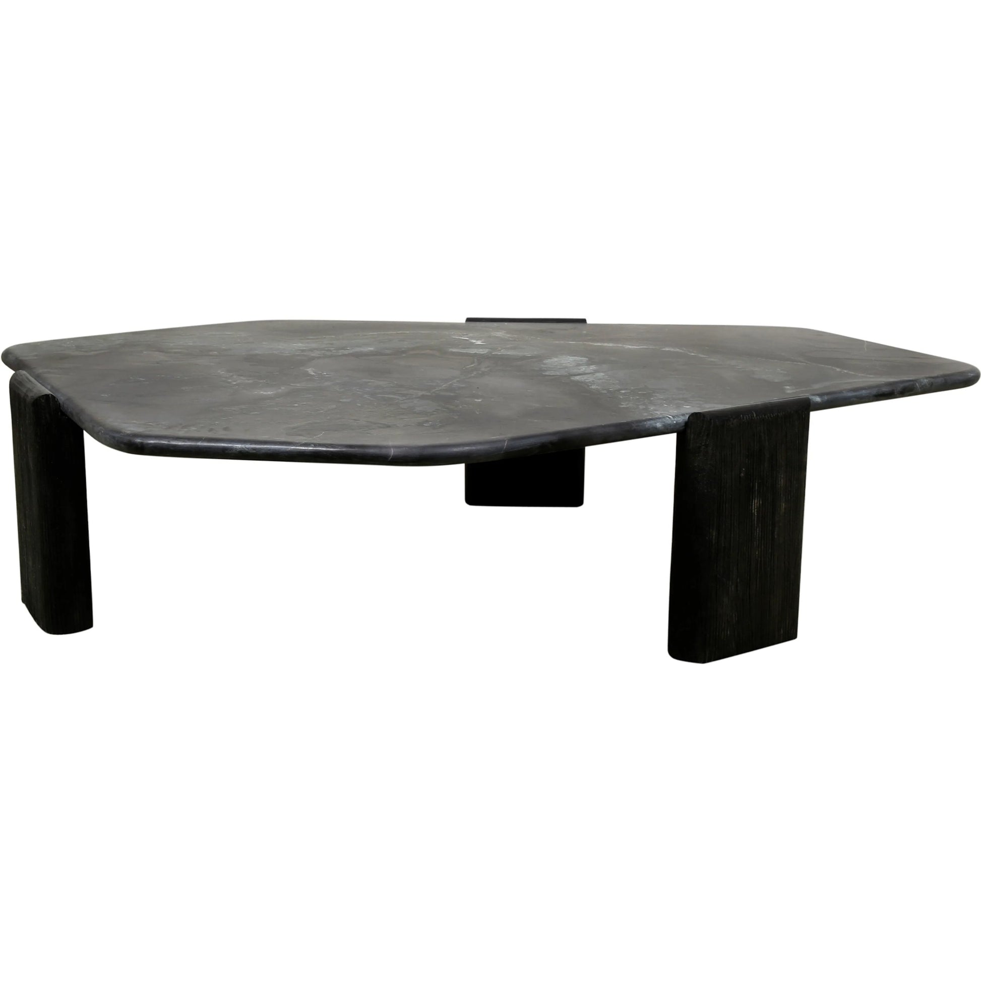Harbor 64" Hexagonal Coffee Table by World Interiors in black, brown and dark walnut. Made from mango wood marble in a modern style.