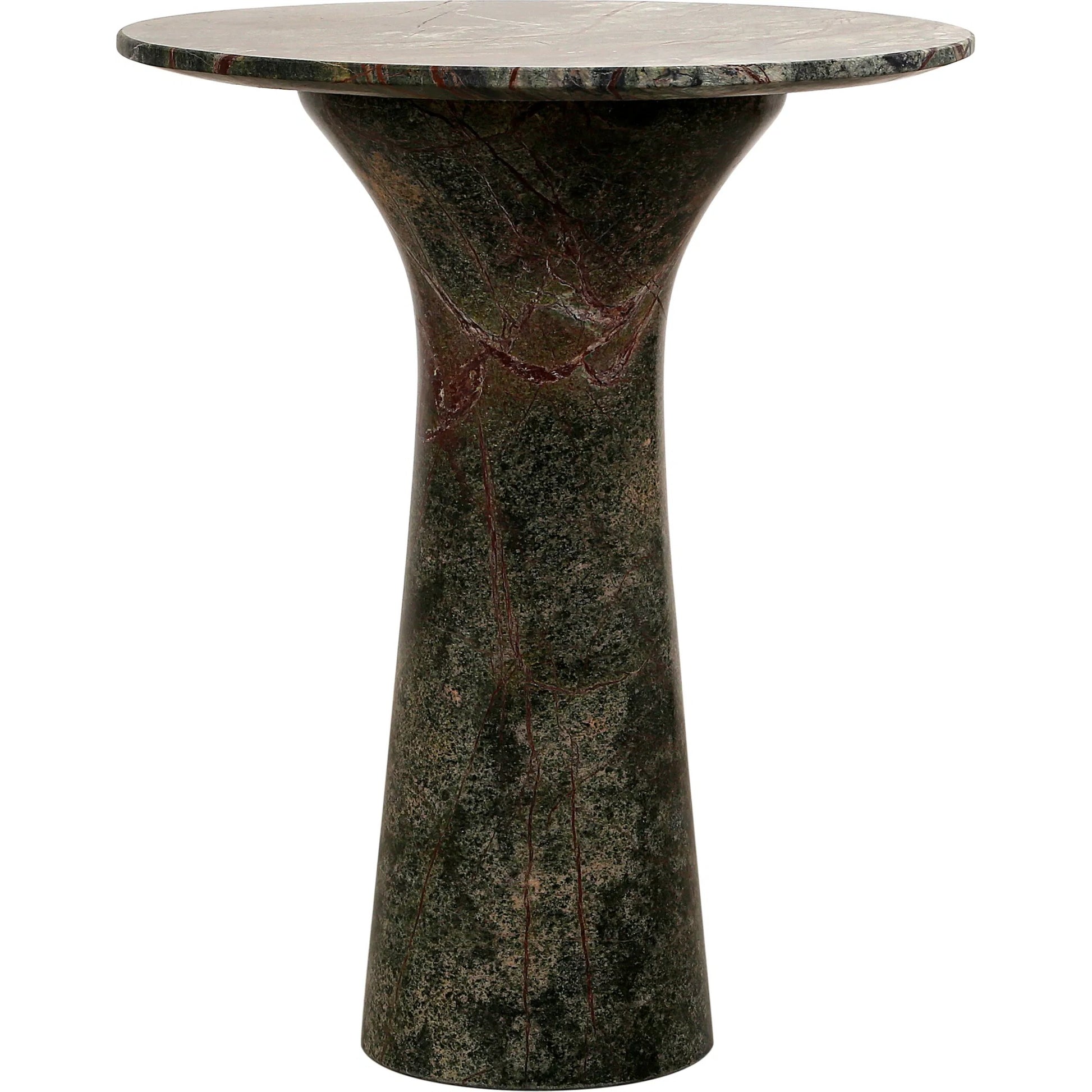 Harbor 18" Tall Side Table by World Interiors in green and natural. Made from marble in a modern style.