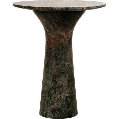 Harbor 18" Tall Side Table by World Interiors in green and natural. Made from marble in a modern style.