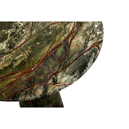 Harbor 18" Tall Side Table by World Interiors in green and natural. Made from marble in a modern style.