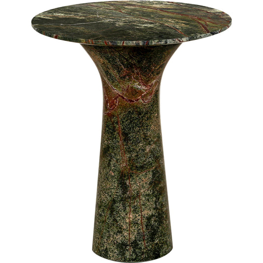 Harbor 18" Tall Side Table by World Interiors in green and natural. Made from marble in a unique style.