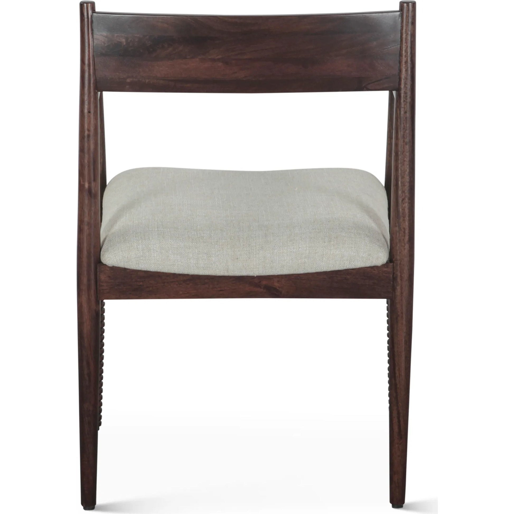 Provence 22" Upholstered Dining Chair by World Interiors in gray and dark walnut. Made from mango wood in a unique style.