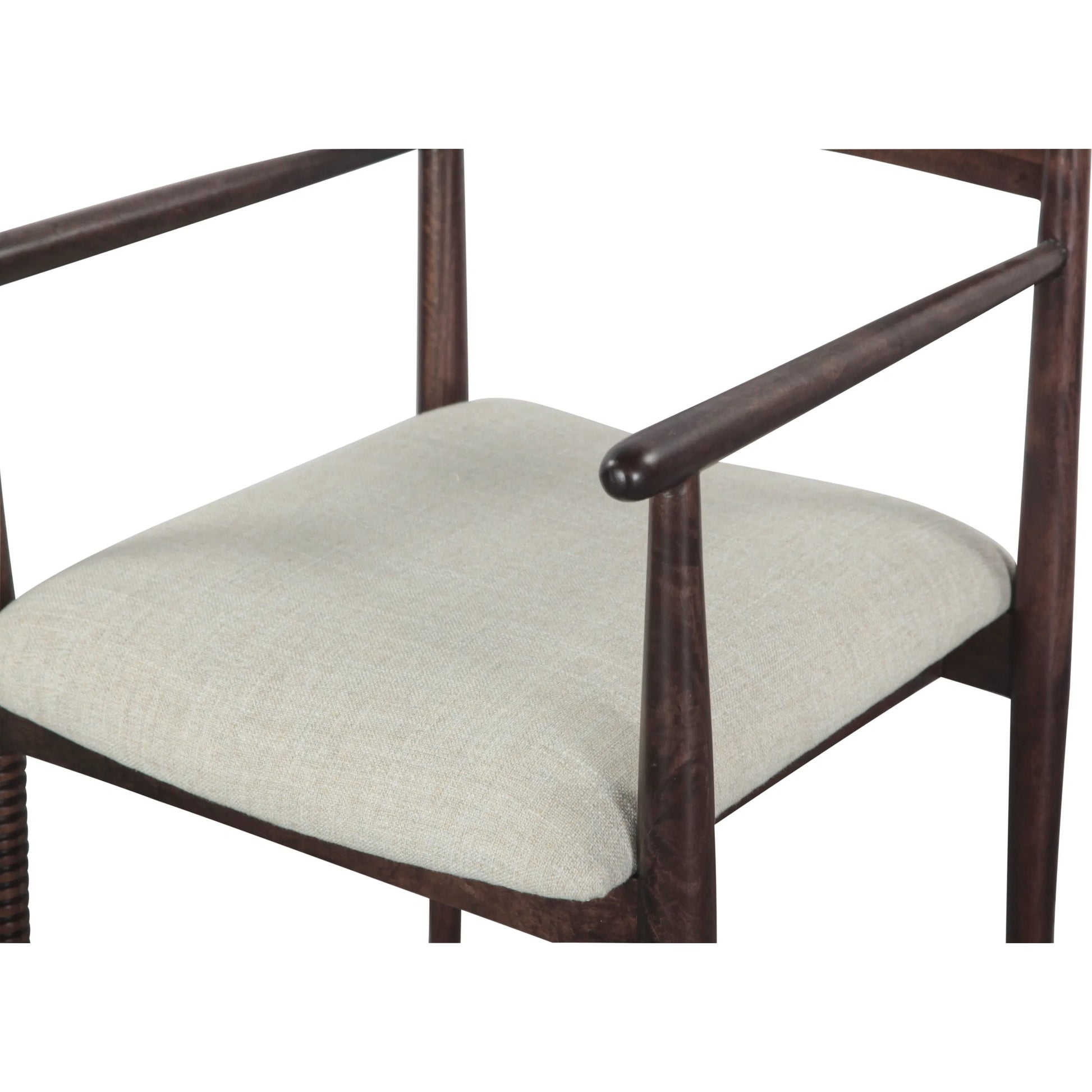 Provence 22" Upholstered Dining Chair by World Interiors in gray and dark walnut. Made from mango wood in a unique style.