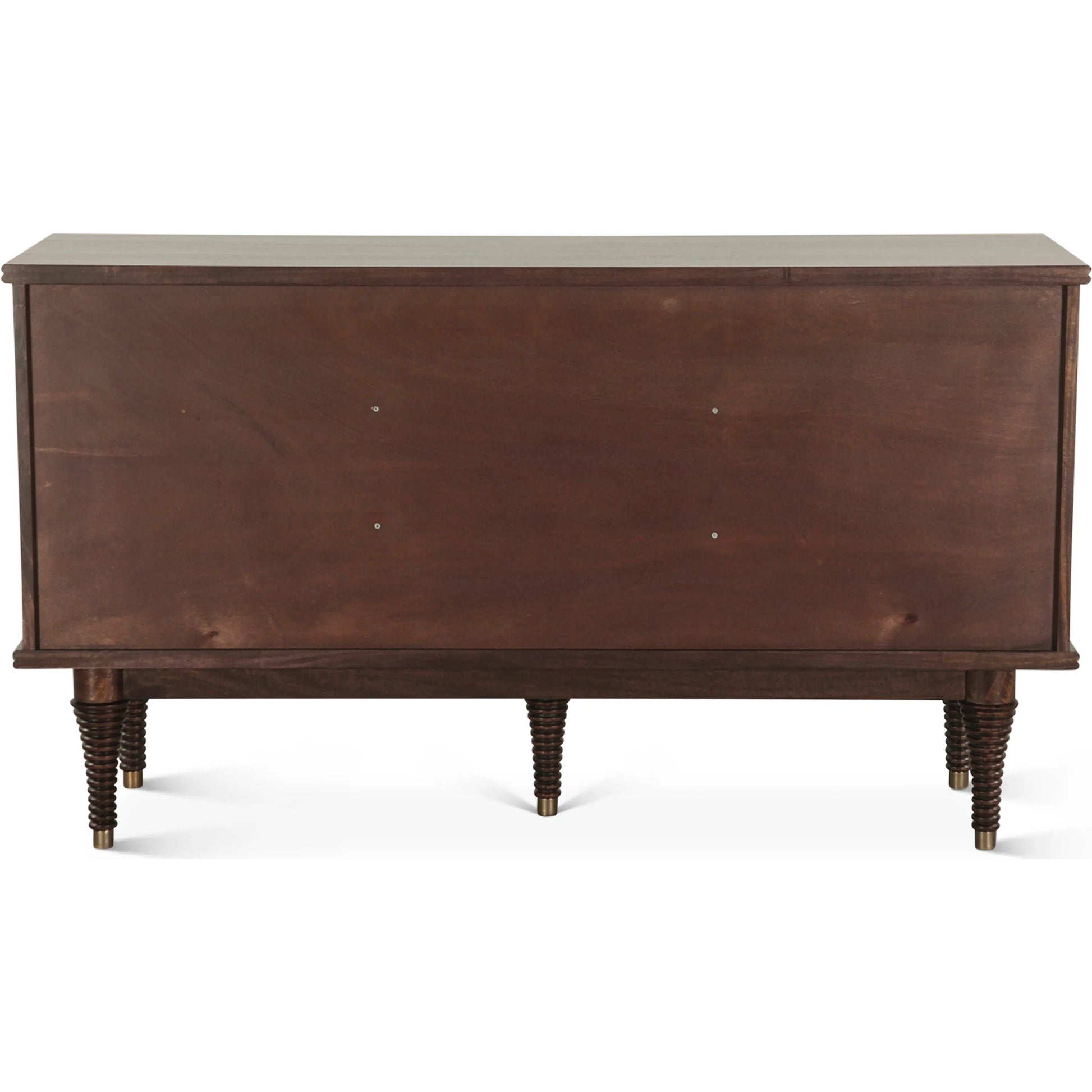 Provence 55" Sideboard by World Interiors in brown and dark walnut. Made from mango wood in a unique style.