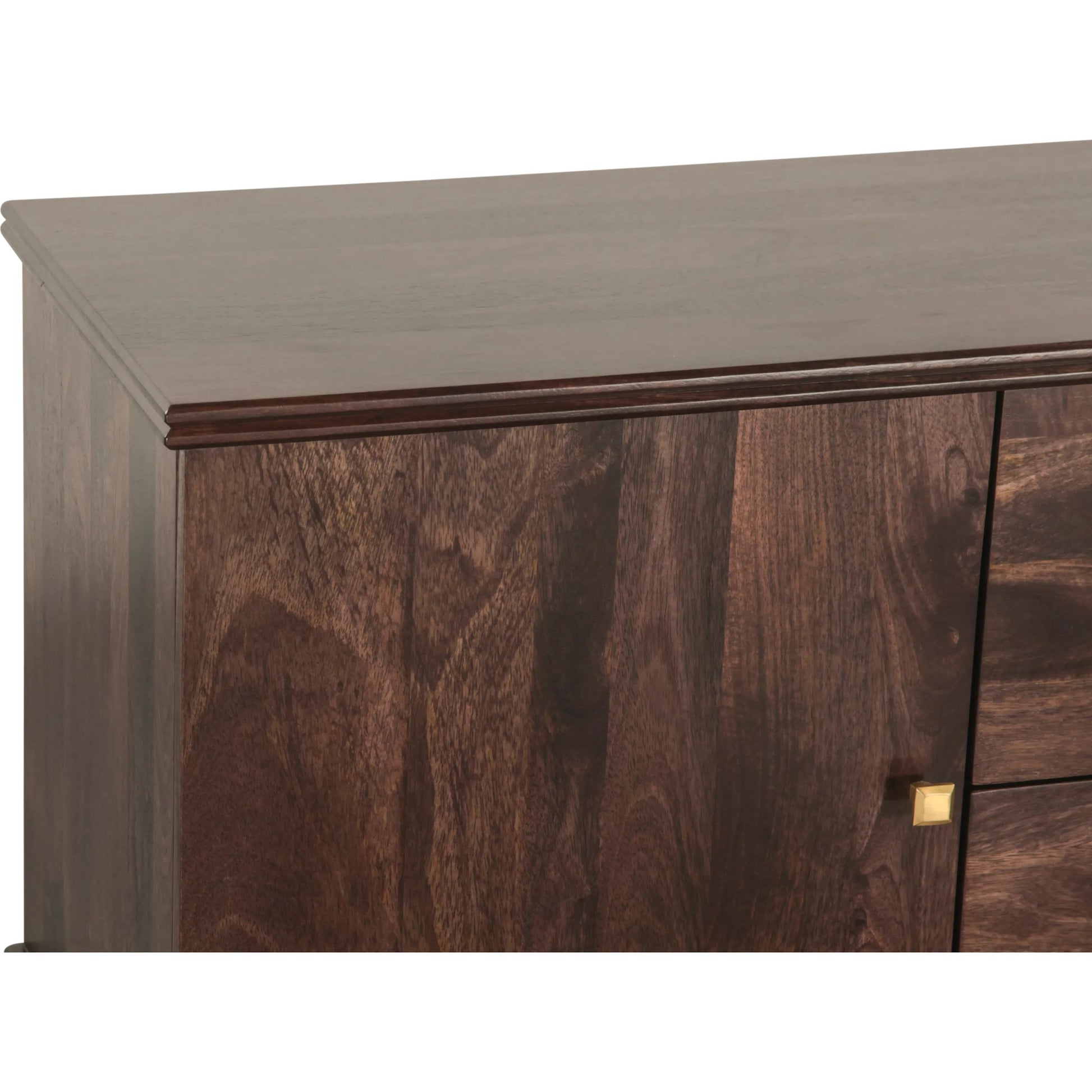 Provence 55" Sideboard by World Interiors in brown and dark walnut. Made from mango wood in a unique style.