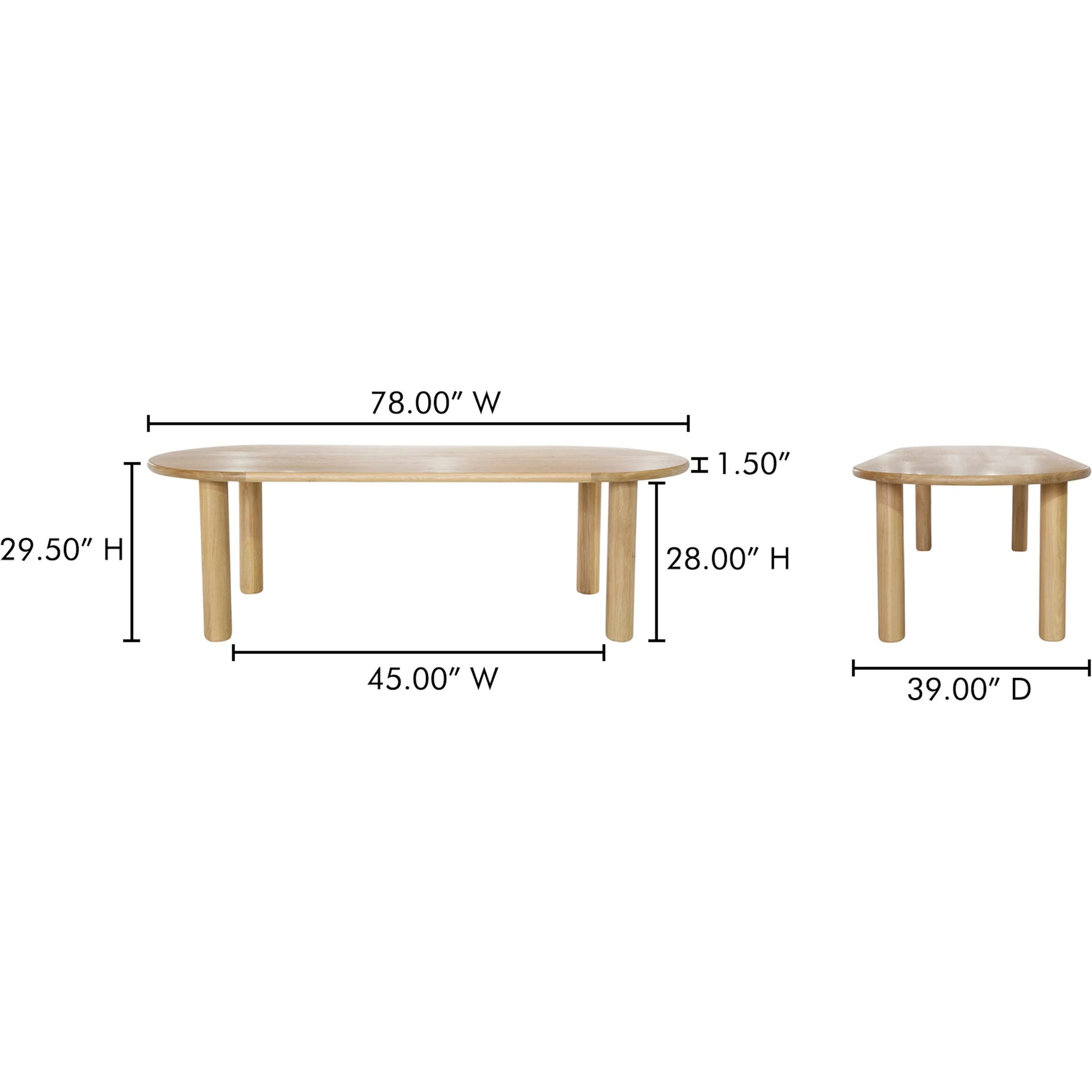 Milo Dining Table Oak by Moe's Home Collection in natural solid oak. Made from unique in a transitional style.
