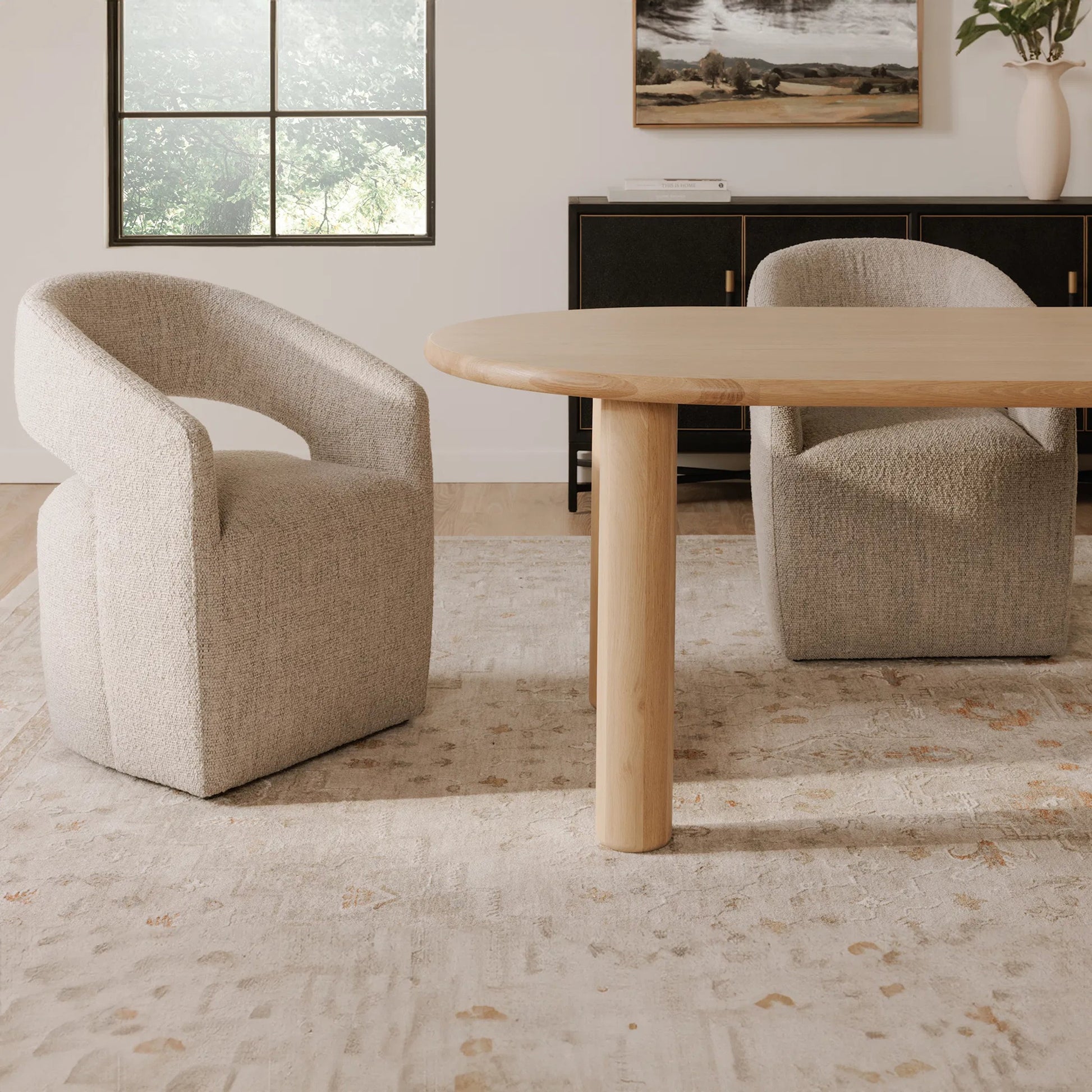 Milo Dining Table Oak by Moe's Home Collection in natural solid oak. Made from unique in a transitional style.