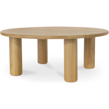 Milo Coffee Table Oak by Moe's Home Collection in natural oak. Made from fsc certified solid oak tabletop edge, fsc certified oak veneer tabletop in a transitional style.