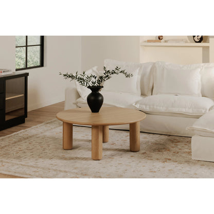 Milo Coffee Table Oak by Moe's Home Collection in natural oak. Made from fsc certified solid oak tabletop edge, fsc certified oak veneer tabletop in a transitional style.