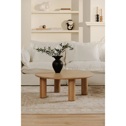 Milo Coffee Table Oak by Moe's Home Collection in natural oak. Made from fsc certified solid oak tabletop edge, fsc certified oak veneer tabletop in a transitional style.