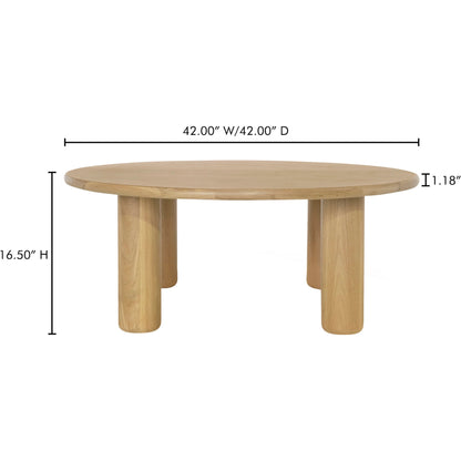 Milo Coffee Table Oak by Moe's Home Collection in natural oak. Made from fsc certified solid oak tabletop edge, fsc certified oak veneer tabletop in a transitional style.
