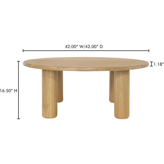 Milo Coffee Table Oak by Moe's Home Collection in natural oak. Made from fsc certified solid oak tabletop edge, fsc certified oak veneer tabletop in a unique style.
