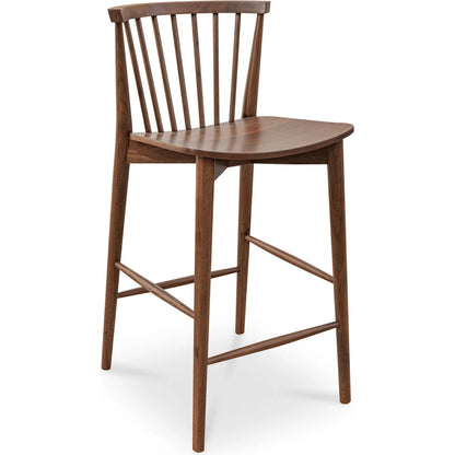 Marley Counter Stool by Moe's Home Collection in brown. Made from solid walnut, walnut veneer over plywood seat in a traditional style.