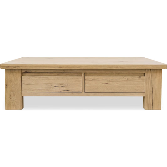 Graham Storage Coffee Table by Moe's Home Collection in natural. Made from thick rustic oak veneer over mdf, solid oak, wood slider in a unique style.
