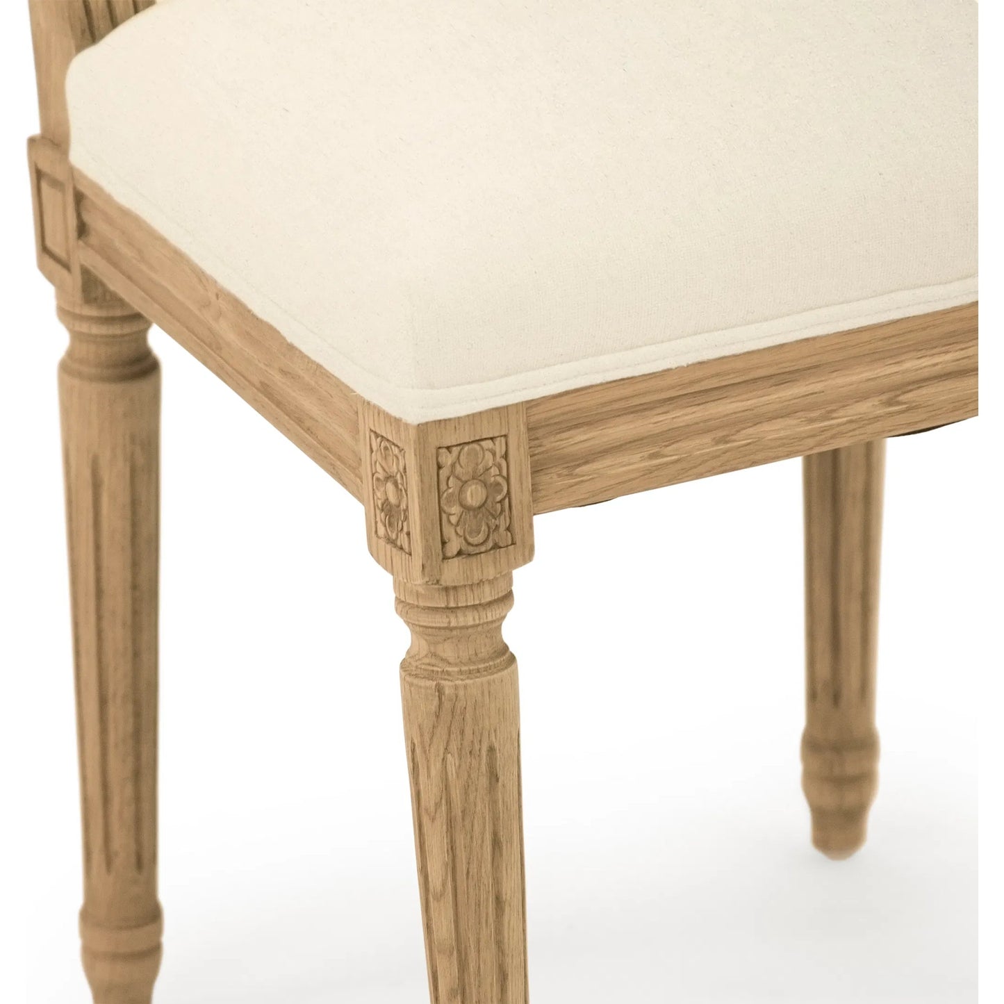 003 SI-2448894 | Closeup | Louis Side Chair by Zentique in natural oak, off-white cotton. Made from oak, cotton in a transitional style.