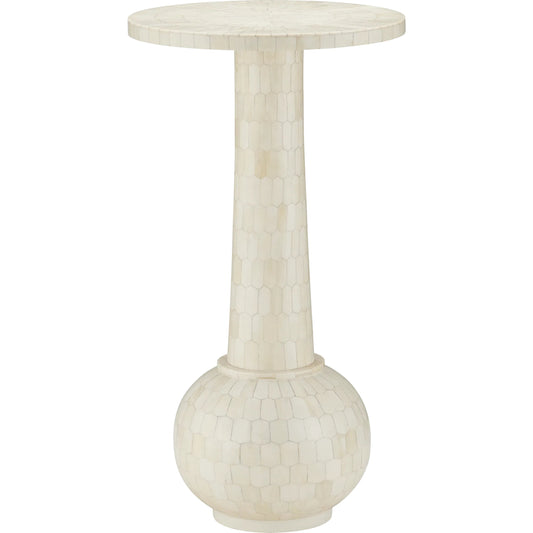 Osa Drinks Table by Currey and Company in off-white. Made from bone, engineered wood, wood in a unique style.