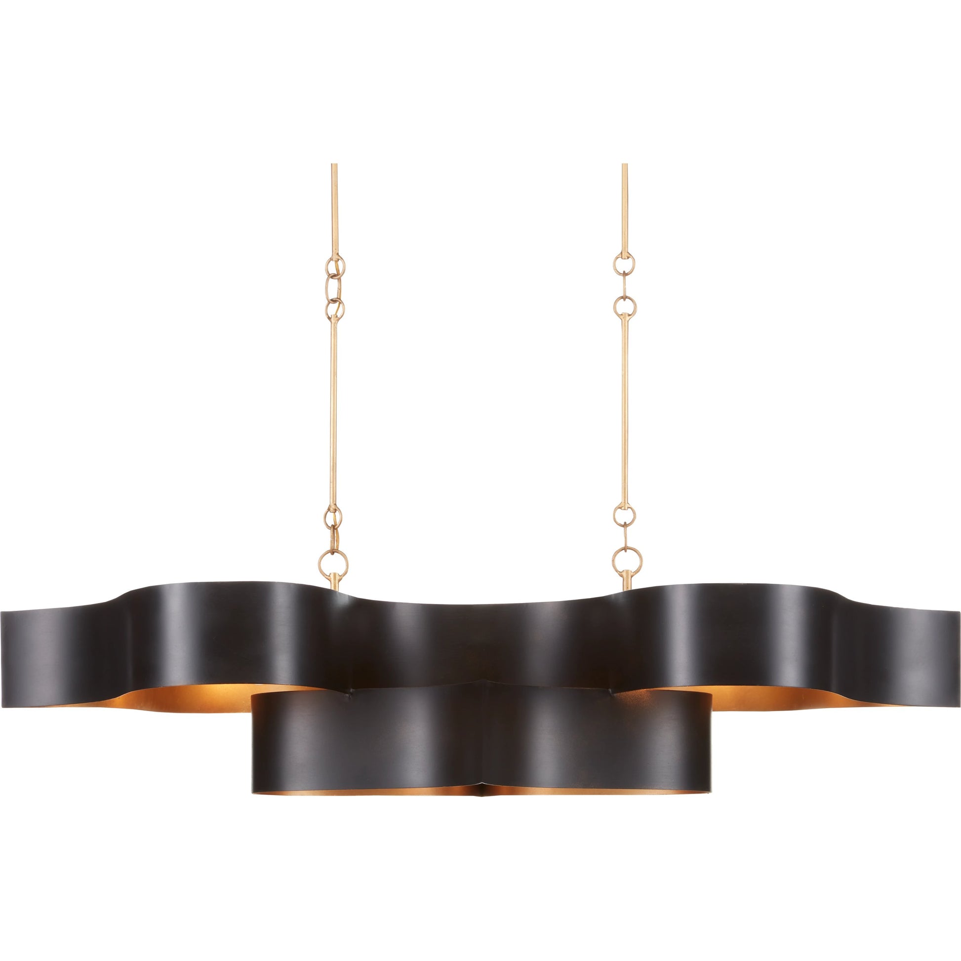 Grand Lotus Oval Chandelier by Currey and Company. Made from wrought iron in a modern style.