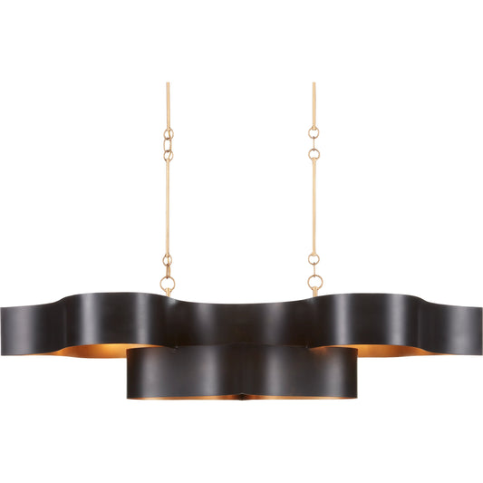 Grand Lotus Oval Chandelier by Currey and Company. Made from wrought iron in a modern style.