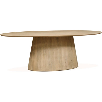 Calabasas 86" Oval Dining Table by World Interiors in white, beige and white wash. Made from mango wood, cane in a transitional style.