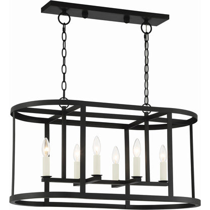 Bryant Linear Chandelier by Lumanity in oil rubbed bronze. Made from iron in a traditional style.