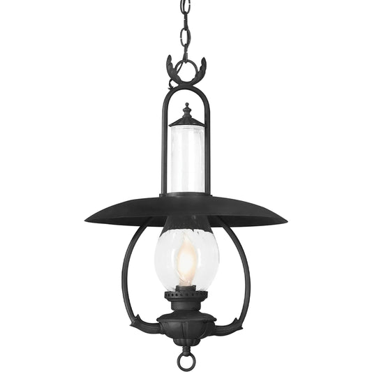 La Grange Lantern by Troy in soft off black. Made from hand forged iron in a unique style.