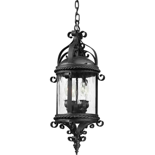Pamplona Lantern by Troy in soft off black. Made from hand forged iron in a unique style.