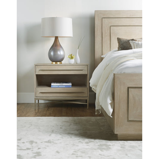 Cascade Two Drawer Nightstand by Hooker Furniture in light wood. Made from oak veneers in a modern style.