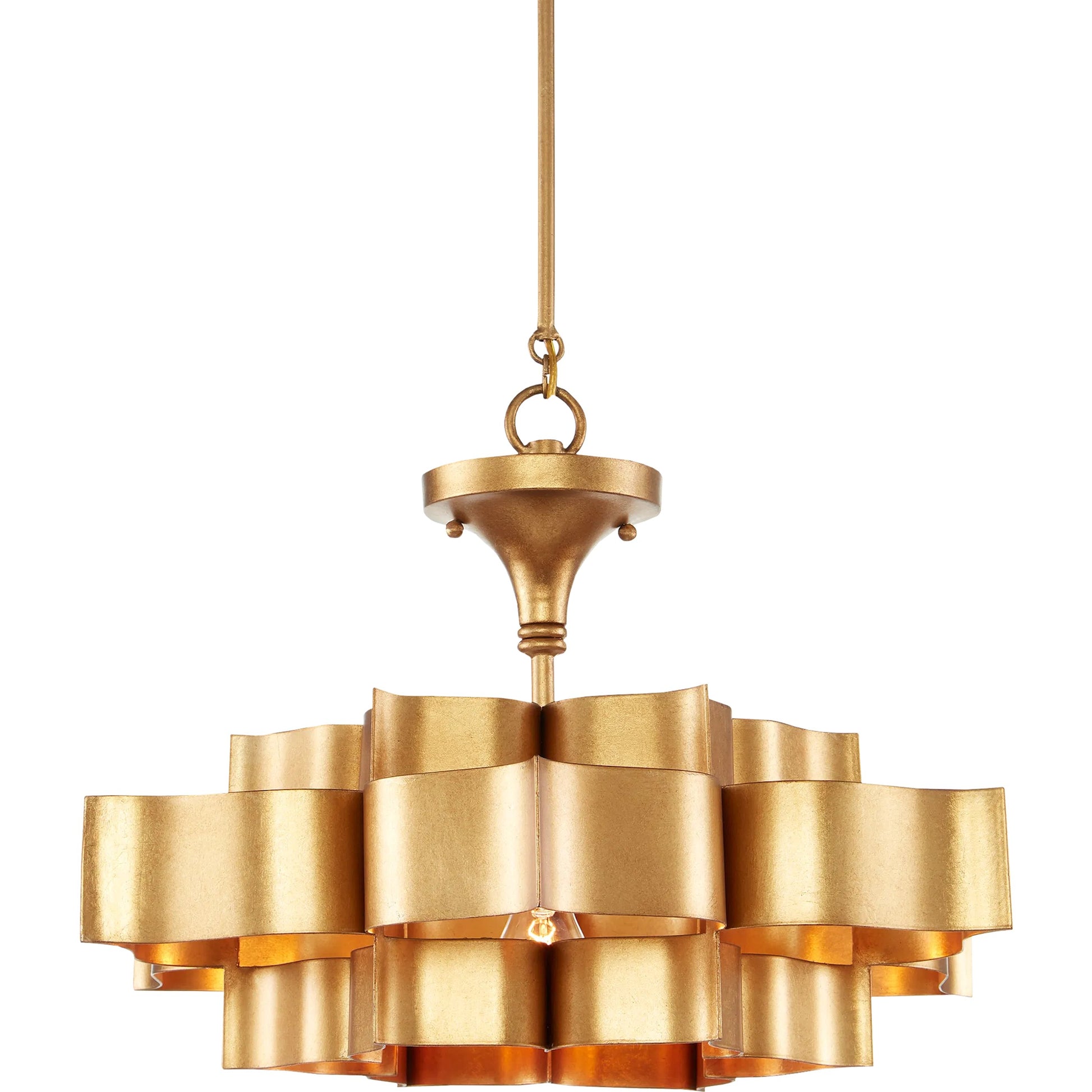 Grand Lotus Pendant/Semi-Flush Mount by Currey and Company. Made from wrought iron in a modern style.