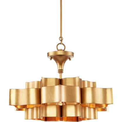 Grand Lotus Pendant/Semi-Flush Mount by Currey and Company. Made from wrought iron in a modern style.