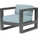 Redondo Outdoor Club Chair by Sunset West in grays. Made from aluminum in a modern style.