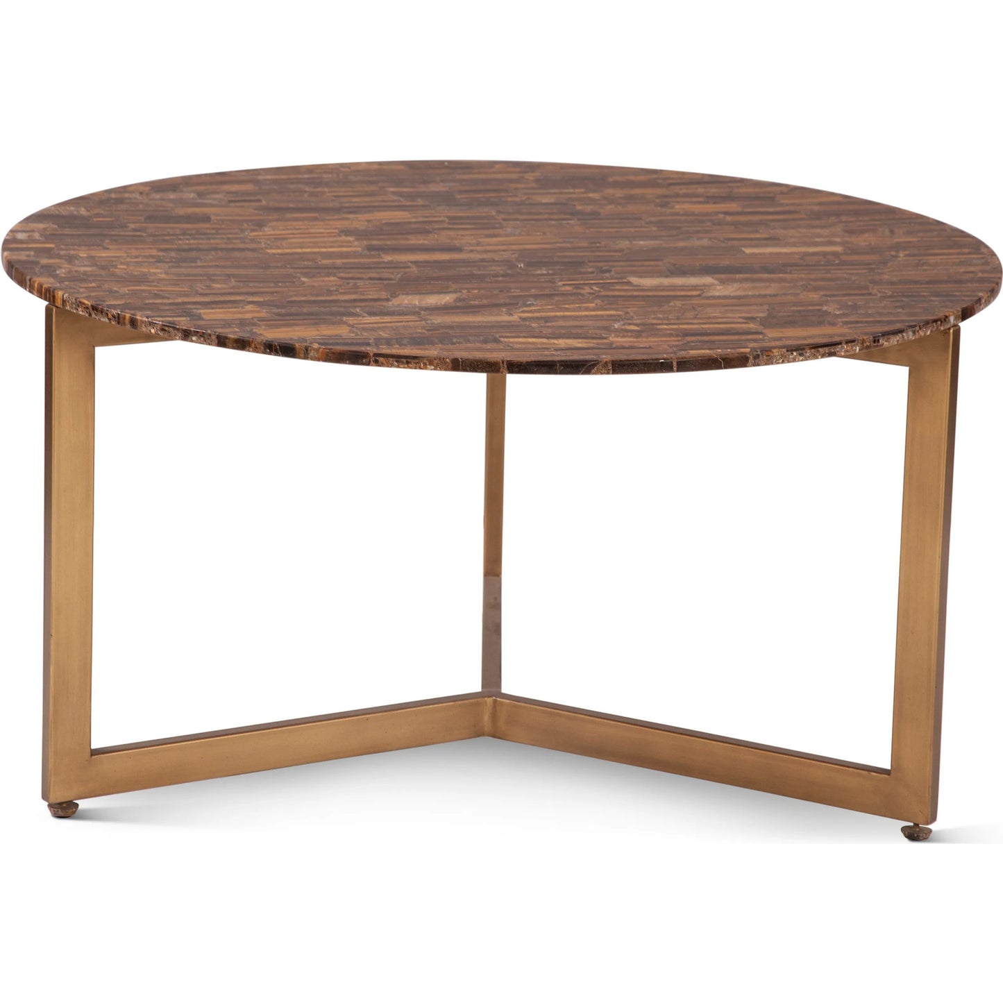003 SI-2242980 | Additional Silo | Mumbai 36" Coffee Table by World Interiors in multi-color and antique gold. Made from reclaimed iron tiger eye stone in a modern style.