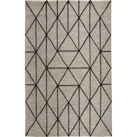 Lusk Transitional Geometric Rug - I8083 by Feizy in taupe, black. Made from wool in a unique style.