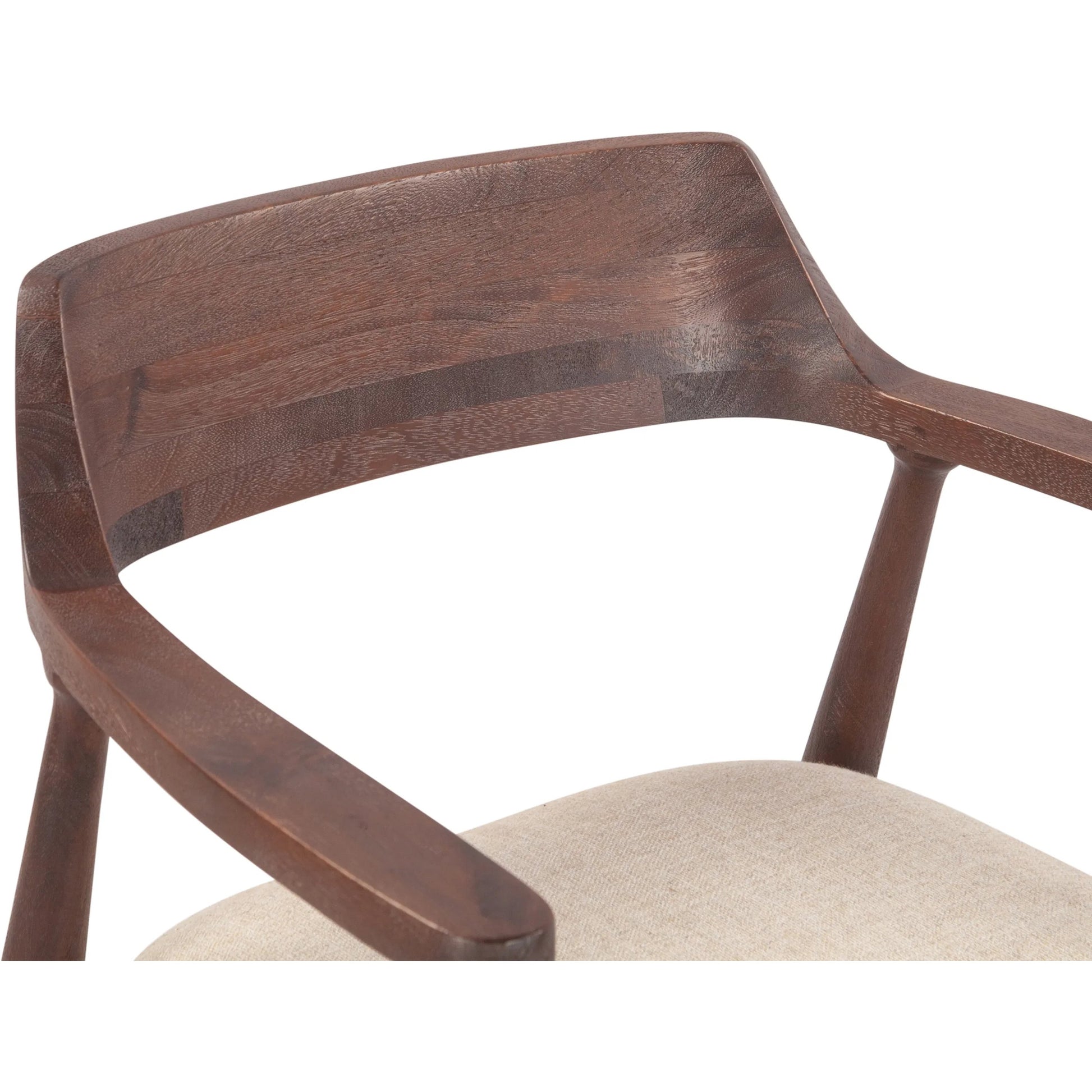Oxford Upholstered Dining Chair by World Interiors in brown, white and walnut. Made from mango wood cotton, linen, polyester in a transitional style.