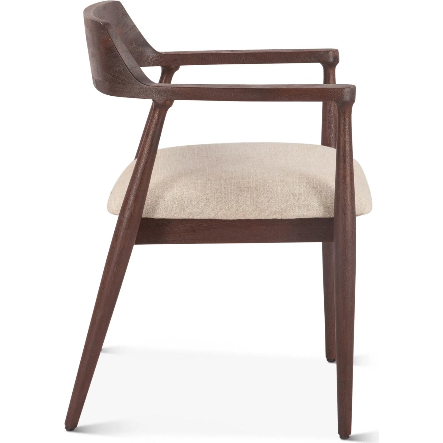 003 SI-2243013 | Additional Silo | Oxford Upholstered Dining Chair by World Interiors in brown, white and walnut. Made from mango wood cotton, linen, polyester in a transitional style.