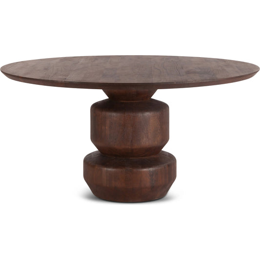 Oxford 60" Dining Table by World Interiors in brown and walnut. Made from mango wood in a unique style.