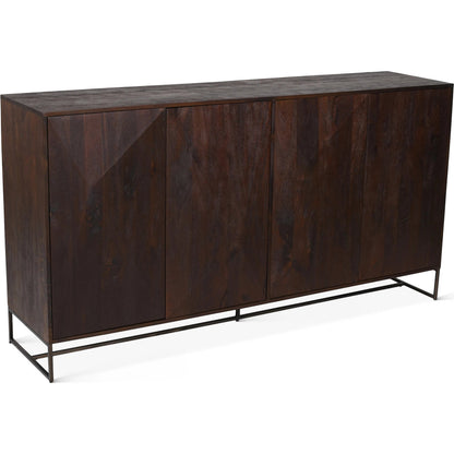 Oxford 76" Sideboard by World Interiors in brown and walnut. Made from mango wood in a traditional style.